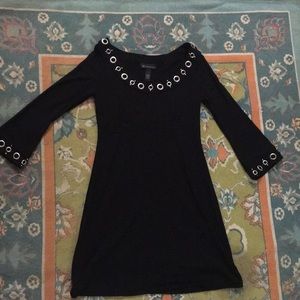black 60’s/70’s style dress with metal rings